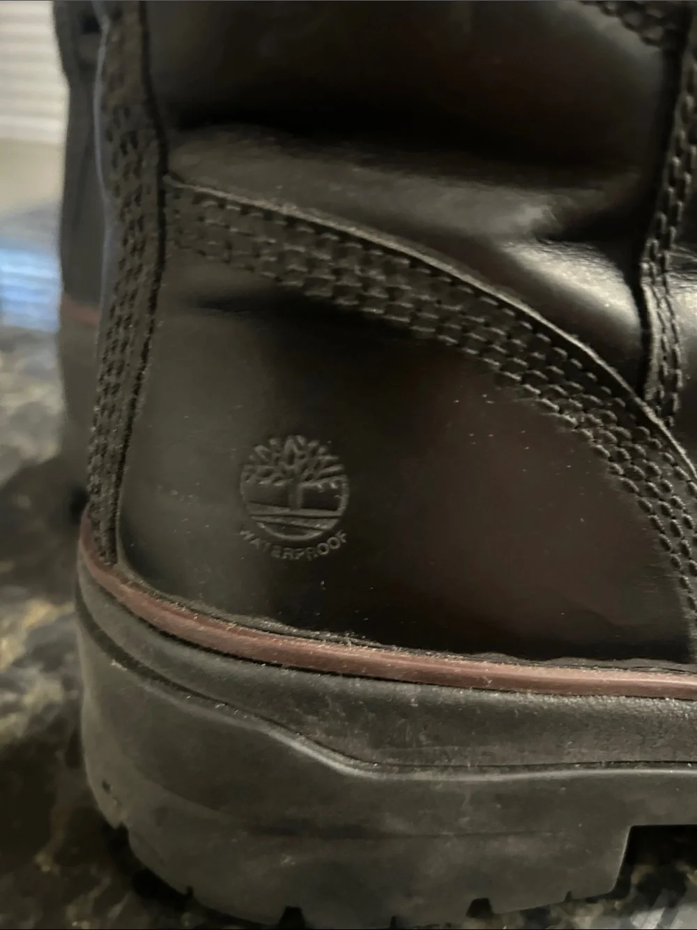 Timberland Black  Lug-Sole waterproof Boots with maroon Accent